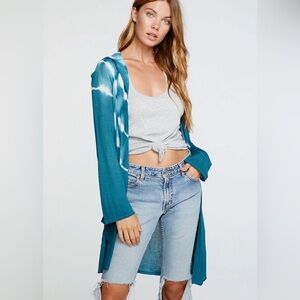 Chaser Tie Dye Sweaters Bell Sleeve Hooded open open Tie Carff